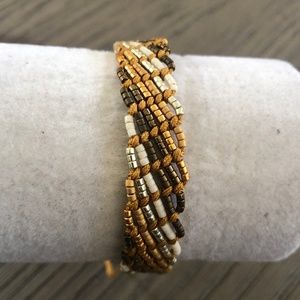 New Auth Chan Luu Gold Mix Seed Bead Pull Tie Brac